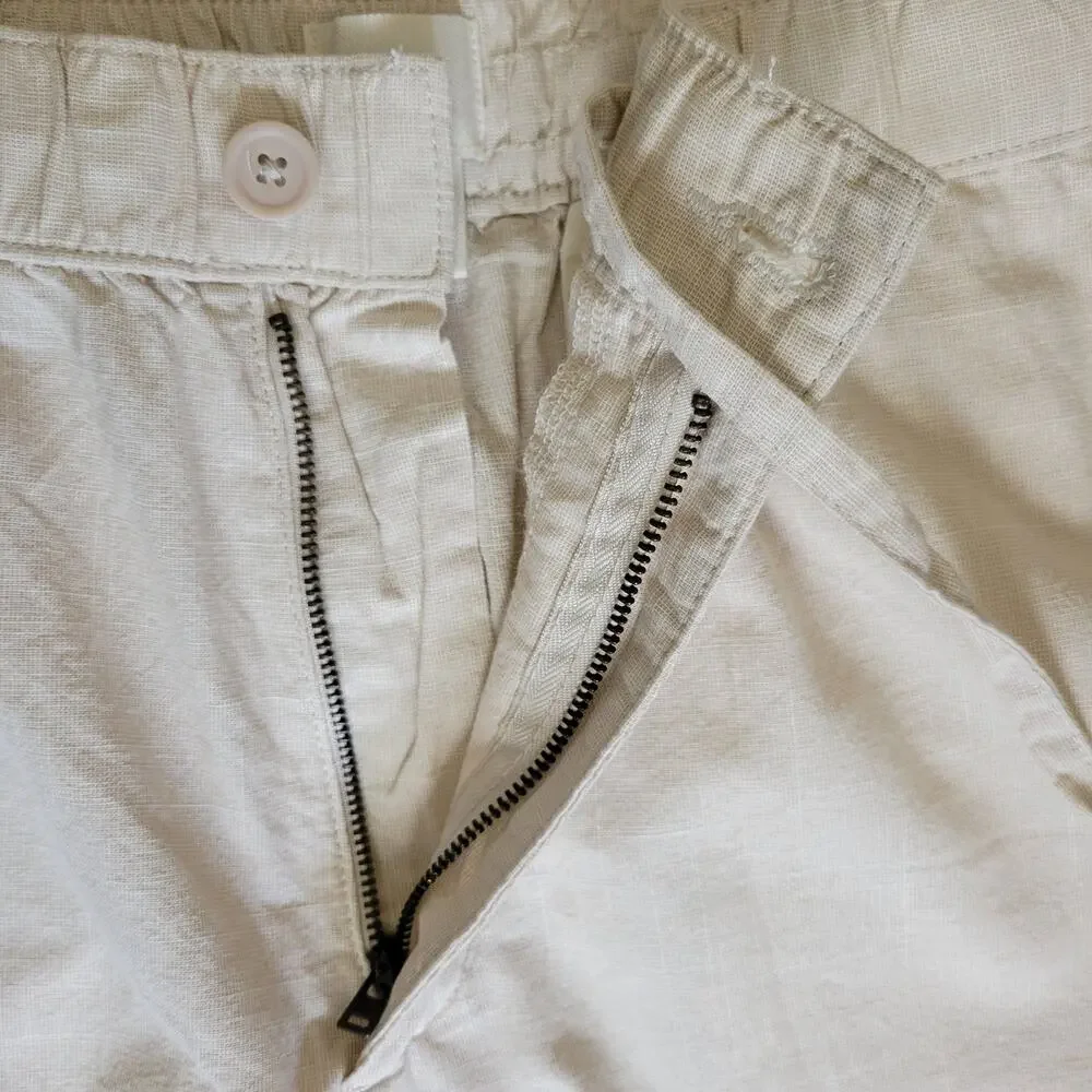 NWT H&M Size M Regular Fit Cotton Pants High Rise Straight Elastic Adjustable